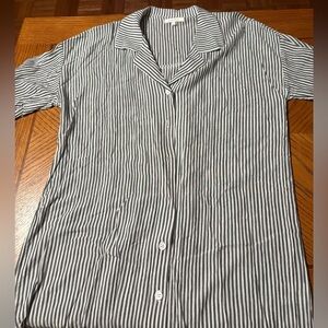Z Supply Gray and White Striped Button up Tunic Shirt size small
